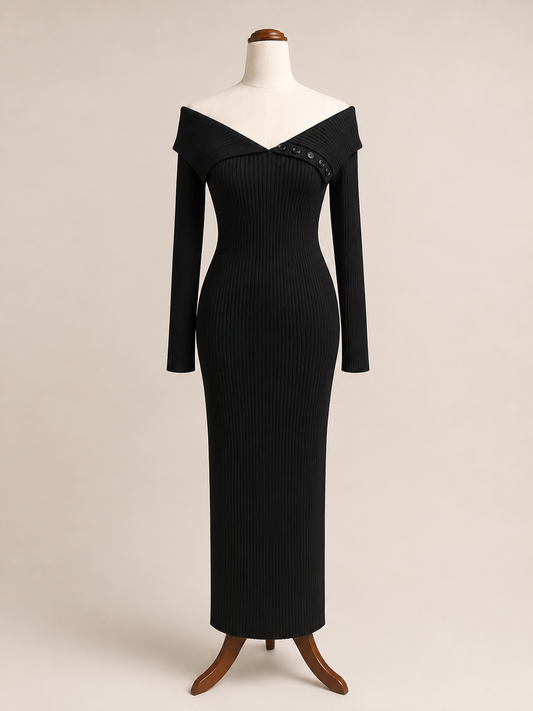 Off The Shoulder Knitted Dress
